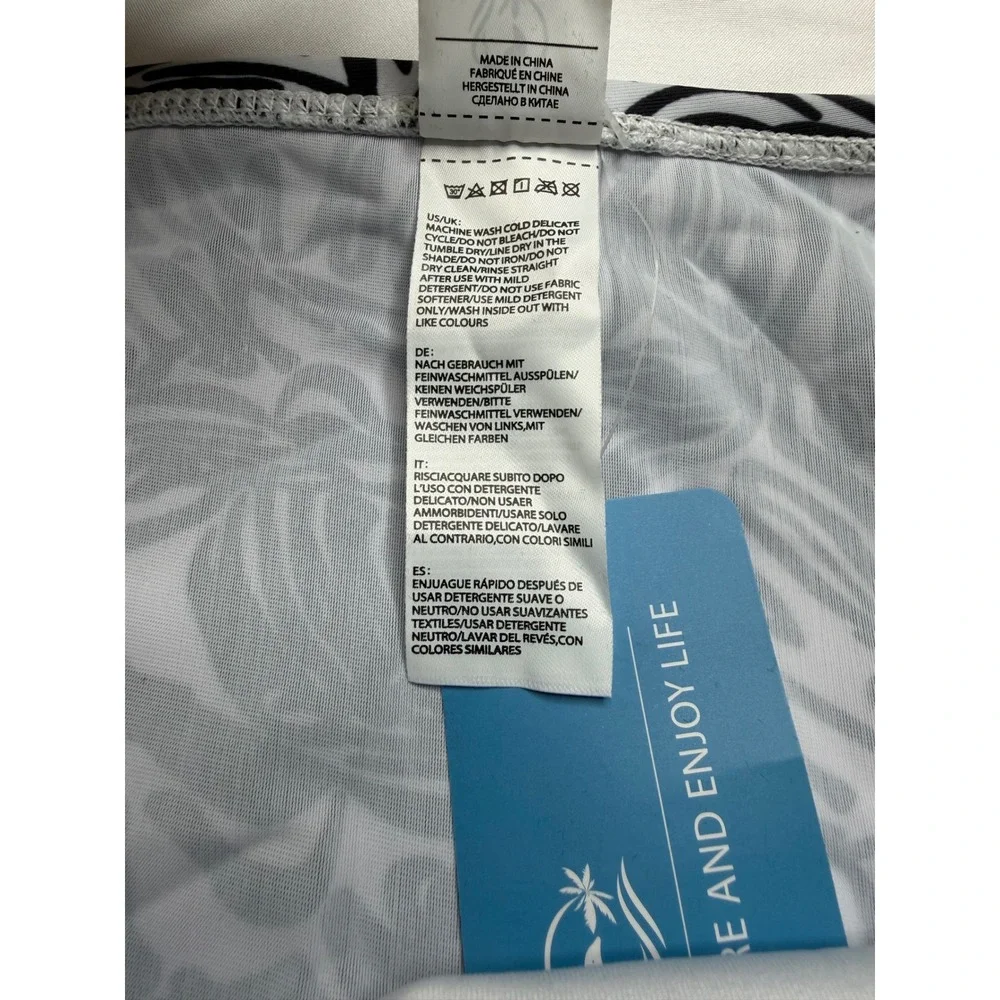Halcurt Womens Zebra Abstract Ruched Ruffle Swim Skirt Built-in Brief Size S